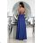 Women's strapless tulle party dress (S/M/L ONE SIZE) ITALIAN FASHION IM923001 blue denim 38