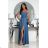 Women's strapless tulle party dress (S/M/L ONE SIZE) ITALIAN FASHION IM923001 blue 38