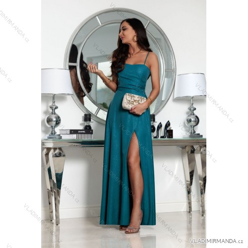 Women's strapless tulle party dress (S/M/L ONE SIZE) ITALIAN FASHION IM923001 turquoise 40