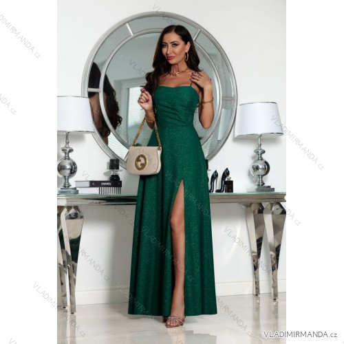 Women's strapless tulle party dress (S/M/L ONE SIZE) ITALIAN FASHION IM923001 green 38