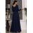 Women's strapless tulle party dress (S/M/L ONE SIZE) ITALIAN FASHION IM923001 dark blue 44