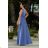 Women's strapless tulle party dress (S/M/L ONE SIZE) ITALIAN FASHION IM923001 blue azure 44