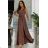 Women's strapless tulle party dress (S/M/L ONE SIZE) ITALIAN FASHION IM923001 brown Chocolate 38