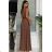 Women's strapless tulle party dress (S/M/L ONE SIZE) ITALIAN FASHION IM923001 brown Chocolate 38