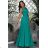 Women's strapless tulle party dress (S/M/L ONE SIZE) ITALIAN FASHION IM923001 turquoise 40