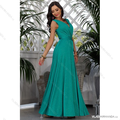 Women's strapless tulle party dress (S/M/L ONE SIZE) ITALIAN FASHION IM923001 turquoise 40