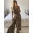 Women's Long Sleeve Summer Dress (S/M ONE SIZE) ITALIAN FASHION IMPES238990 -   hnědá gepard -   S / M