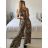 Women's Long Sleeve Summer Dress (S/M ONE SIZE) ITALIAN FASHION IMPES238990 -   hnědá gepard -   S / M