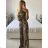 Women's Long Sleeve Summer Dress (S/M ONE SIZE) ITALIAN FASHION IMPES238990 -   hnědá gepard -   S / M