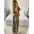 Women's Long Sleeve Summer Dress (S/M ONE SIZE) ITALIAN FASHION IMPES238990 -   hnědá gepard -   S / M