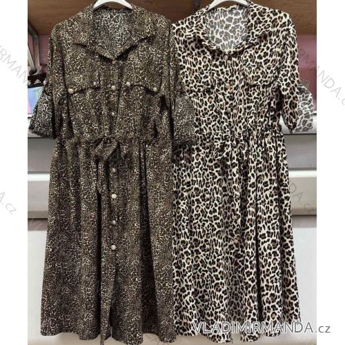 Women's Plus Size Short Sleeve Shirt Dress (54/56/58 ONE SIZE) ITALIAN FASHION IMWQ24191