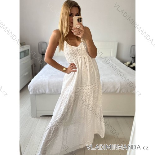 Šaty letní na ramínka dámské (S/M ONE SIZE) ITALSKÁ MÓDA IMPBB22B21841 S / M white