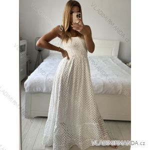 Women's Long Summer Boho Lace Strapless Dress (S/M ONE SIZE) ITALIAN FASHION IMPEM2323073