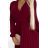 313-15 ISABELLE Pleated dress with neckline and long sleeve - Burgundy color