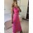 Women's Long Strapless Sequin Party Dress (S/M ONE SIZE) ITALIAN FASHION IMPSH233348 dark pink S / M