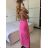 Women's Long Strapless Sequin Party Dress (S/M ONE SIZE) ITALIAN FASHION IMPSH233348 dark pink S / M