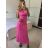 Women's Long Strapless Sequin Party Dress (S/M ONE SIZE) ITALIAN FASHION IMPSH233348 dark pink S / M