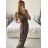 Women's Long Elegant Icecool Sleeveless Dress (S/ML/XL) ITALIAN FASHION AINUOSI IMB24Y1090 -   hnědá gepard -   S / M