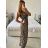 Women's Long Elegant Icecool Sleeveless Dress (S/ML/XL) ITALIAN FASHION AINUOSI IMB24Y1090 -   hnědá gepard -   S / M