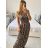 Women's Long Elegant Icecool Sleeveless Dress (S/ML/XL) ITALIAN FASHION AINUOSI IMB24Y1090 -   hnědá gepard -   S / M