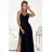 299-18 CHIARA elegant maxi dress with straps - black with glitter