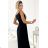 299-18 CHIARA elegant maxi dress with straps - black with glitter