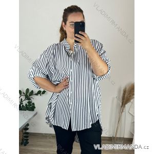 Shirt Extended 3/4 Long Sleeve Women's Plus Size (52/58 ONE SIZE) ITALIAN FASHION IMBM24057