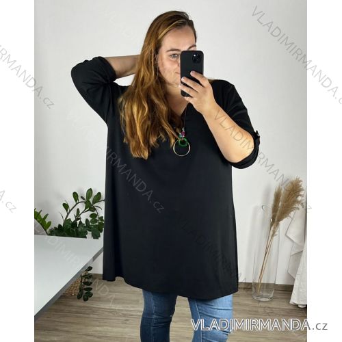 Tunic / blouse long sleeve women's oversized (3XL / 4XL ONE SIZE) ITALIAN FASHION IMWQ2191650  black