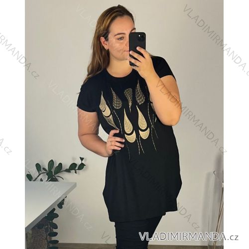 Women's Short Sleeve Tunic (XL/2XL ONE SIZE) TURKISH FASHION TME242106 60 black