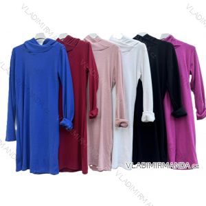 Women's Long Warm Hooded Long Sleeve Dress (42/44 ONE SIZE) ITALIAN FASHION IMD24328