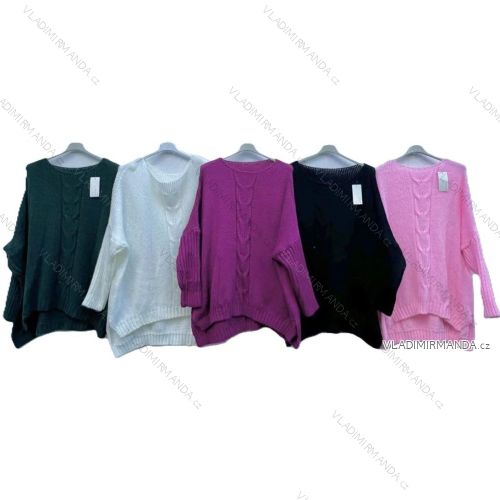 Women's Oversize Knitted Long Sleeve Sweater (54/56/58 ONE SIZE) ITALIAN FASHION IMD24290