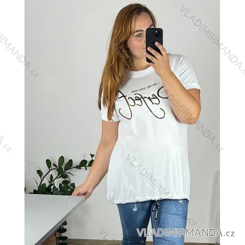 Tunic with pendant short sleeve women's plus size (3XL/4XL ONE SIZE) ITALIAN FASHION IMC23020 50/52 white