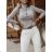 Women's Long Sleeve Knitted Turtleneck Sweater (S/M ONE SIZE) ITALIAN FASHION EXTRA ME IMM22FD9076/DR S/M Beige