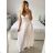 Women's long summer dress with straps (S/M ONE SIZE) ITALIAN FASHION IMPMD243208jd S / M white