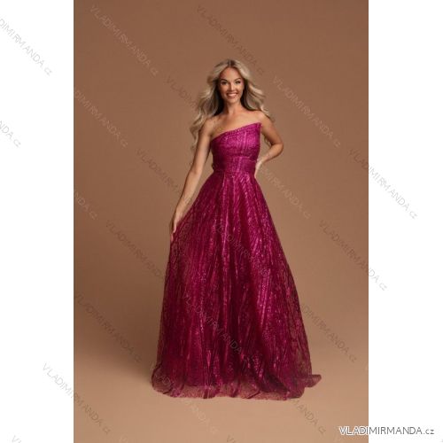 Women's Long Elegant Strapless Party Dress (SL) FRENCH FASHION FMPEL23EMMA