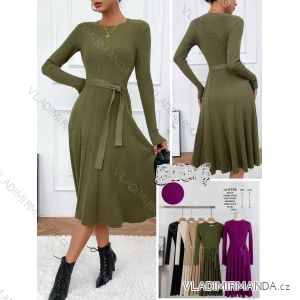 Women's Long Sleeve Belted Casual Dress (S/M/L ONE SIZE) ITALIAN FASHION IMHMS24289