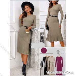 Women's Long Sleeve Belted Casual Dress (S/M/L ONE SIZE) ITALIAN FASHION IMHMS24289