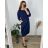 Casual Dress Cotton 3/4 Sleeve Women's Plus Size (40-50) POLISH FASHION PMF24MARGARITA/DUR Blue 40