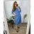 Casual Dress Cotton 3/4 Sleeve Women's Plus Size (40-50) POLISH FASHION PMF24MARGARITA/DUR Blue 40