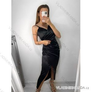 Women's Strappy Long Satin Party Dress (S/M ONE SIZE) ITALIAN FASHION IMPSH246357A/DUR