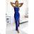 483-3 DIANE satin long dress with a leg slit - blue -   Royal blue -   L