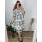 Oversize 3/4 Sleeve Women's Plus Size Shirt Dress (L/XL/2XL ONE SIZE) ITALIAN FASHION IM423111 XL/2XL white