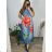 Women's Long Chiffon Short Sleeve Dress (S/M ONE SIZE) ITALIAN FASHION IMWGS231048 L / XL blue