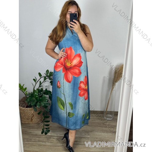 Women's Long Chiffon Short Sleeve Dress (S/M ONE SIZE) ITALIAN FASHION IMWGS231048 L / XL blue