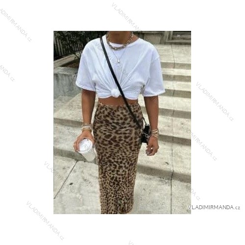 Women's long skirt (S/M ONE SIZE) ITALIAN FASHION IMM24M33302 -   hnědá leopard -   S / M