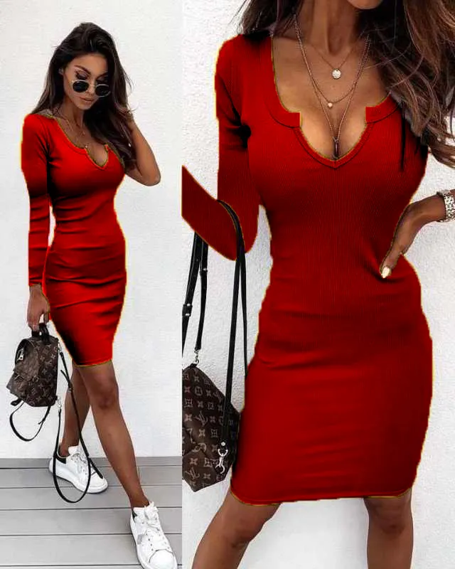 Women's Elegant Long Sleeve Dress (S/M ONE SIZE) ITALIAN FASHION IMPLI242654