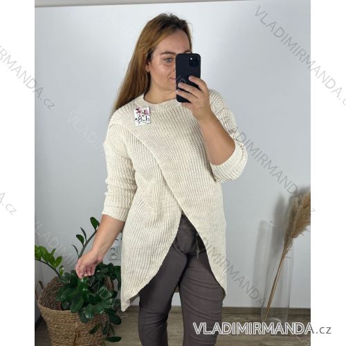 Sweater Long Warm Knitted Long Sleeve Women's Plus Size (48/50 ONE SIZE) ITALIAN FASHION IM424582