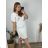 Women's Long Chiffon Short Sleeve Dress (S/M ONE SIZE) ITALIAN FASHION IMWGS231048 2XL/3XL white