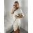 Women's Plus Size Long Sleeve Muslin Shirt Dress (3XL/4XL ONE SIZE) ITALIAN FASHION IMC24008 -   beige -   XL/2XL