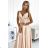 498-5 Long satin dress with a neckline and double straps - golden